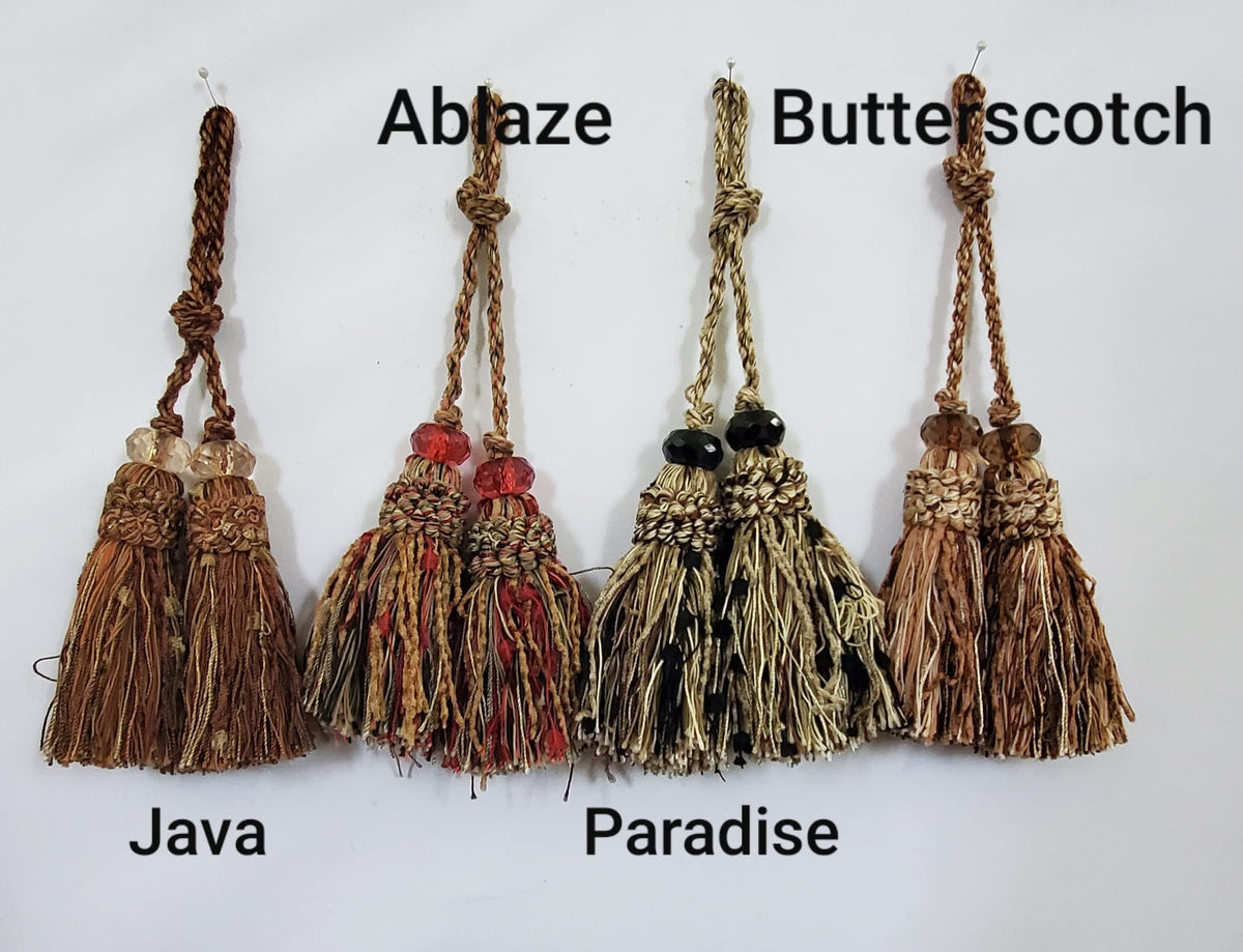 Lot Chenille Double Chair Tie Tassel Tie - Ablaze - Red, Green, Gold - 6 Pieces
