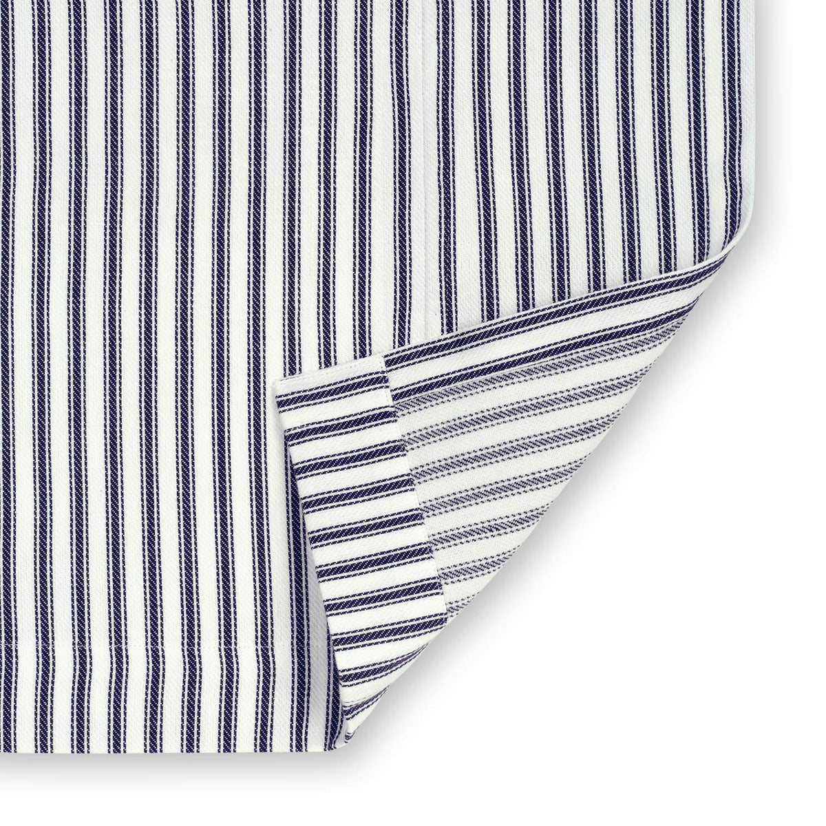 Navy Blue and White Ticking Stripe Woven Cotton 72 Inches W x 72 Inches L