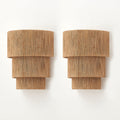 Set of 2 Hand Woven Rattan Wall Sconces 3 Round Transitional Minimalist Boho Wall Lights Coastal Wall Lamp