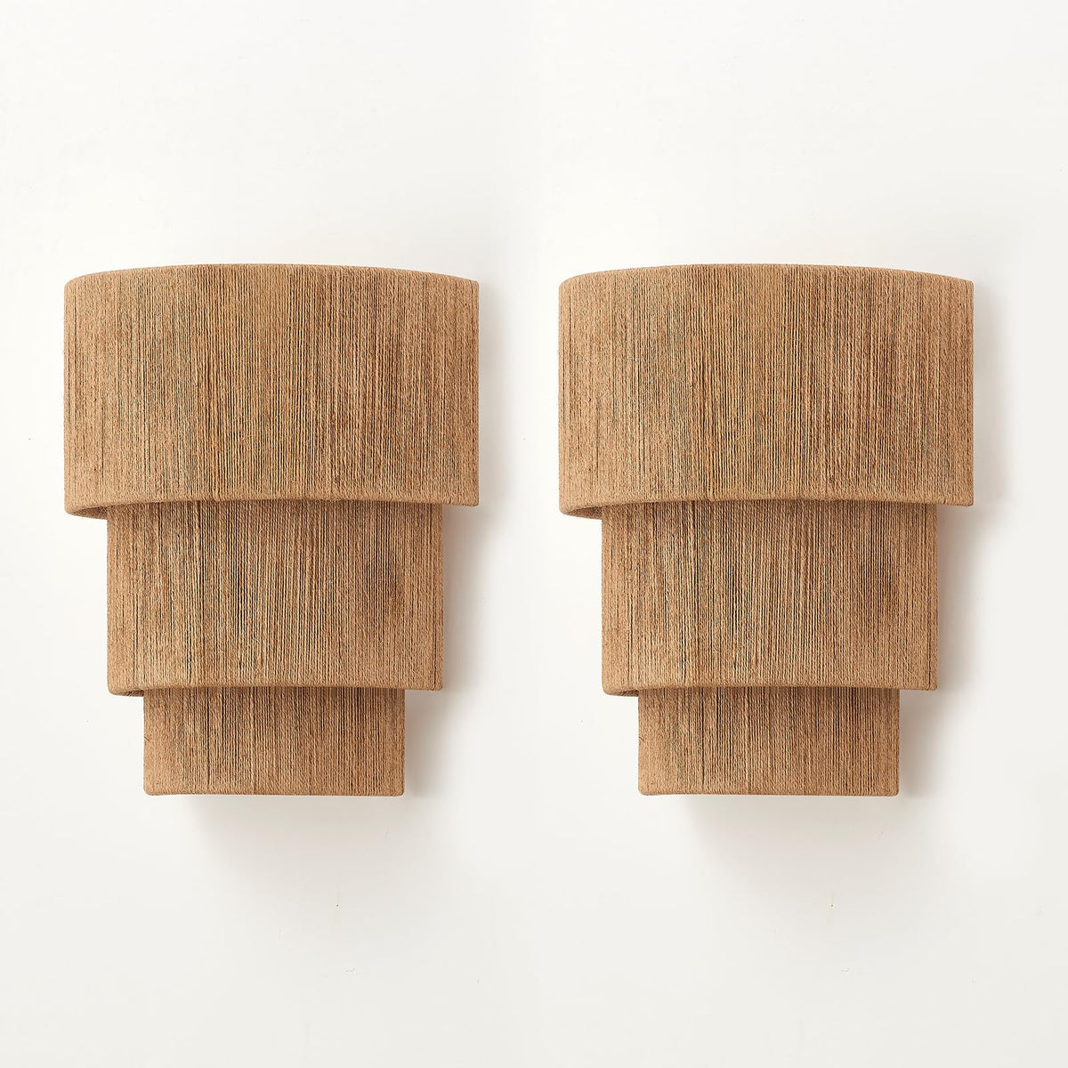 Set of 2 Hand Woven Rattan Wall Sconces 3 Round Transitional Minimalist Boho Wall Lights Coastal Wall Lamp