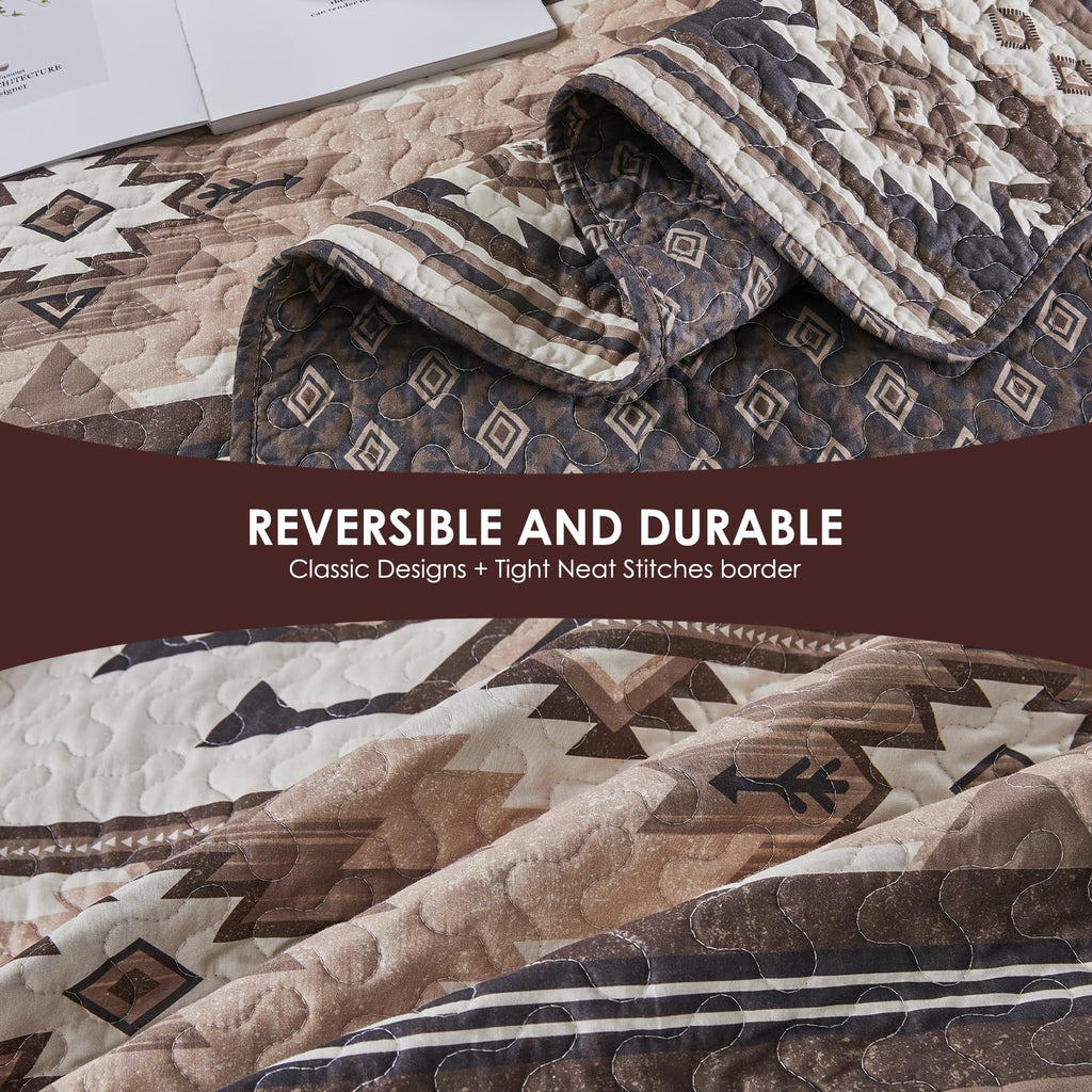 Traditional Quilt - 3 Pieces Rustic Aztec Bedding Sets