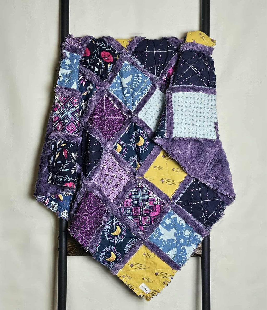 Quilt for Sale, Infant Quilt, Bohemian Rag Quilt, Floral, Baby Bedding, Witchy Gifts, Crib Quilt, Magical Gifts Baby
