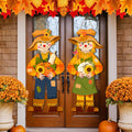 2 Pcs Thanksgiving Scarecrow Door Decor, Fall Welcome Hanging Sign