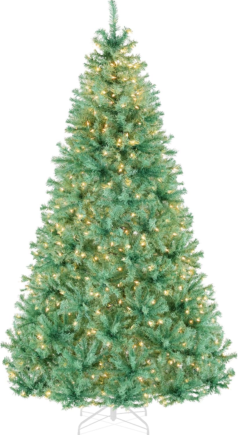 Pre-Lit Sage Green Christmas Tree, 4.5 to 9 ft, Full Artificial Holiday Decoration, Foldable