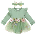 Baby Girl Romper Dress Tulle Skirt Bodysuit with Headband for Infants
