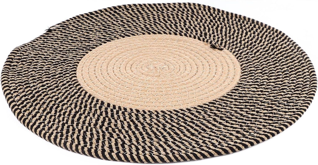Round Jute Rug Reversible Retro Nordic Circle Carpet (45cm