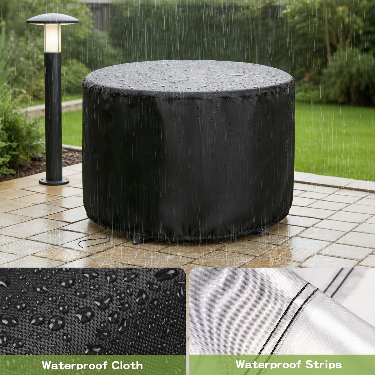 Round Patio Bar Height Table and Chair Cover for 73 Inch Patio Table