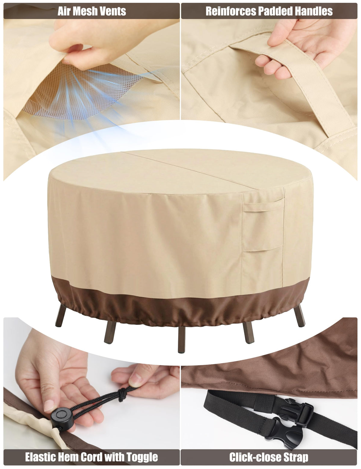 Patio Outdoor Furniture Covers Waterproof, Round Outdoor Table Cover