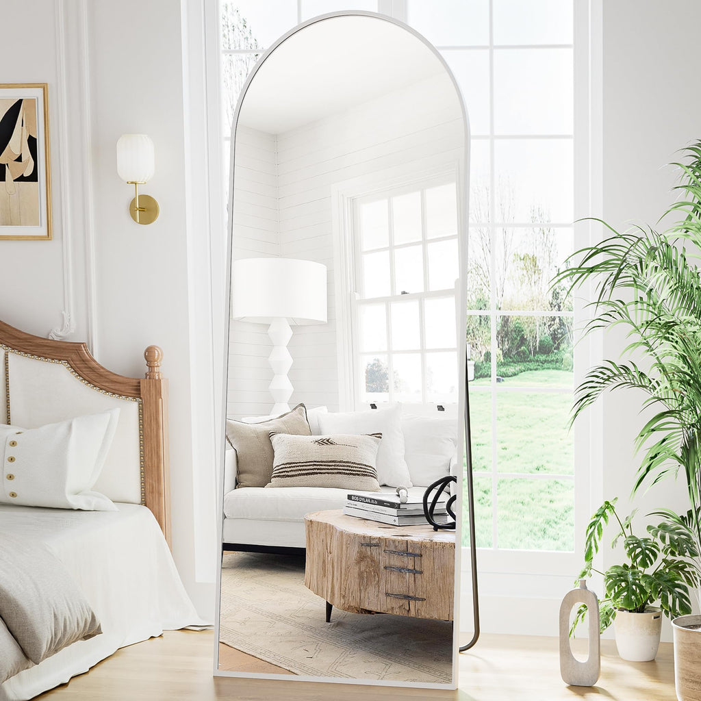 Arched Floor Length Mirror, 56"x20" Full Length Body Mirror (White)