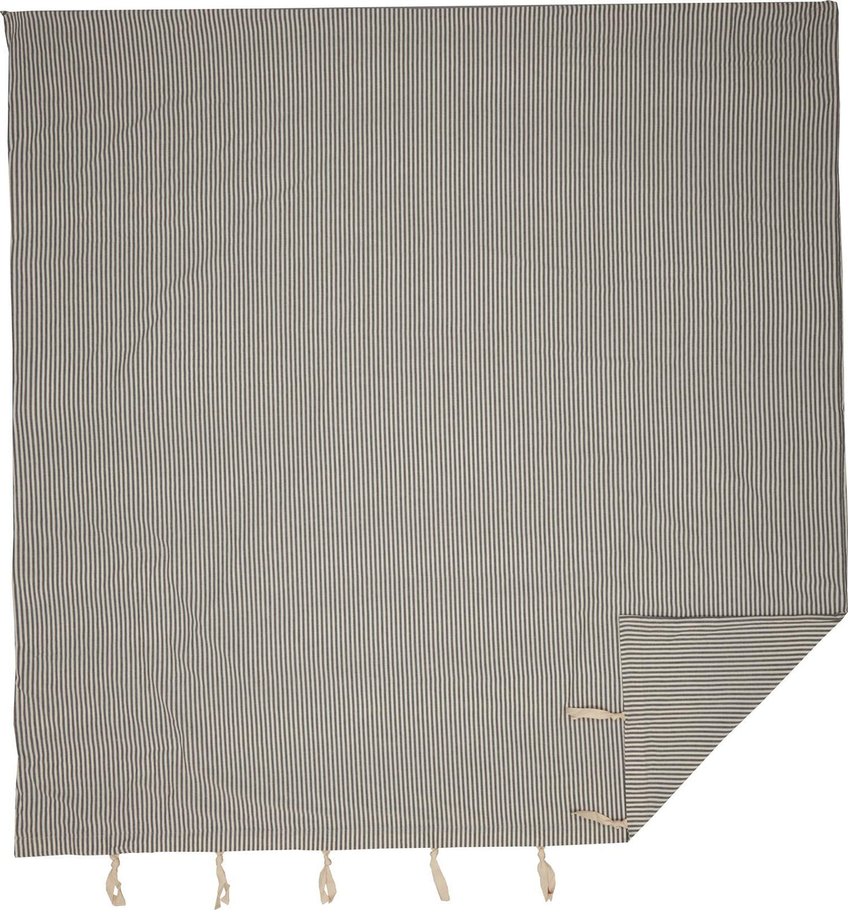 Farmhouse Ticking Gray Stripe Duvet Cover, 92" L x 108" W, Gray & Off White Comforter Cover, Soft, Comfortable