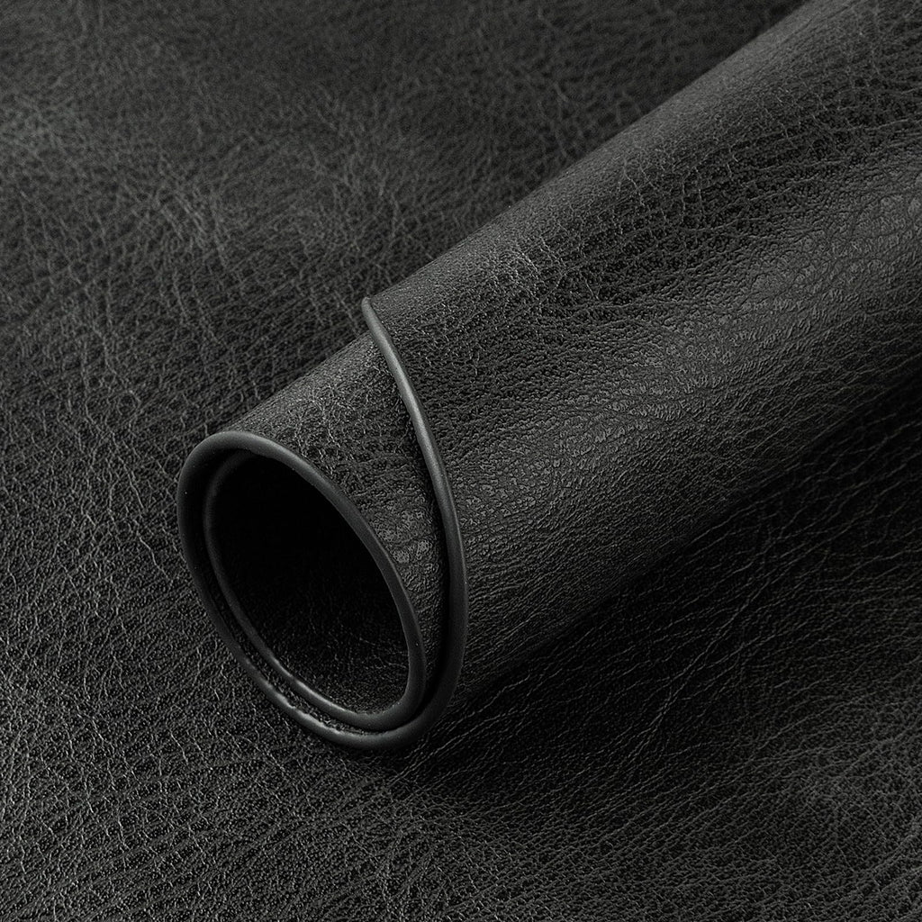 Oval Placemats Set of 6, Wipeable Faux Leather, Dark Grey