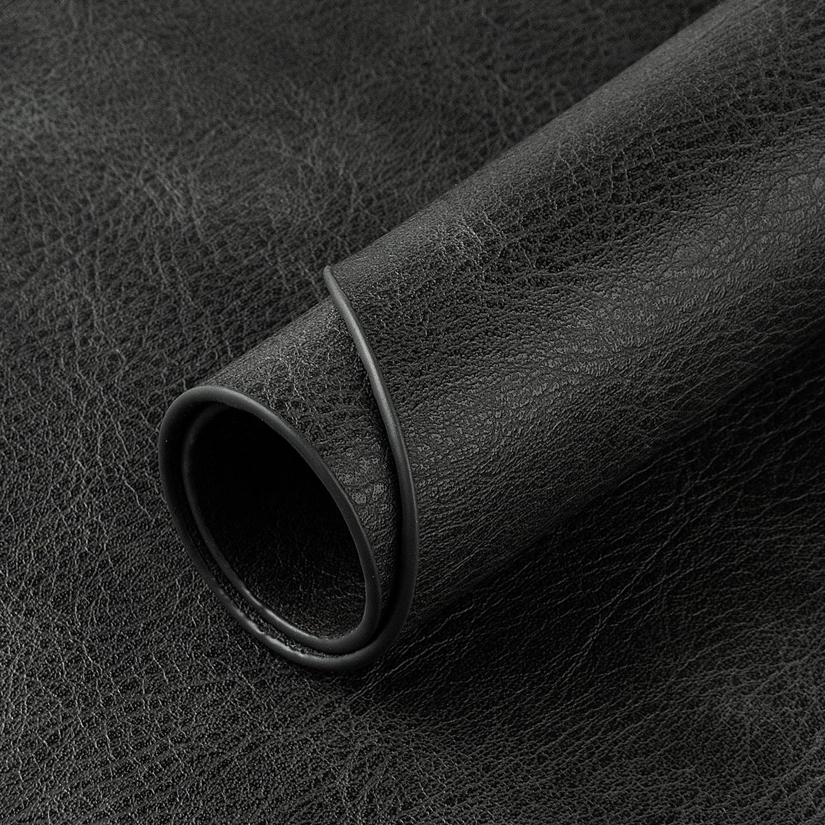 Oval Placemats Set of 6, Wipeable Faux Leather, Dark Grey