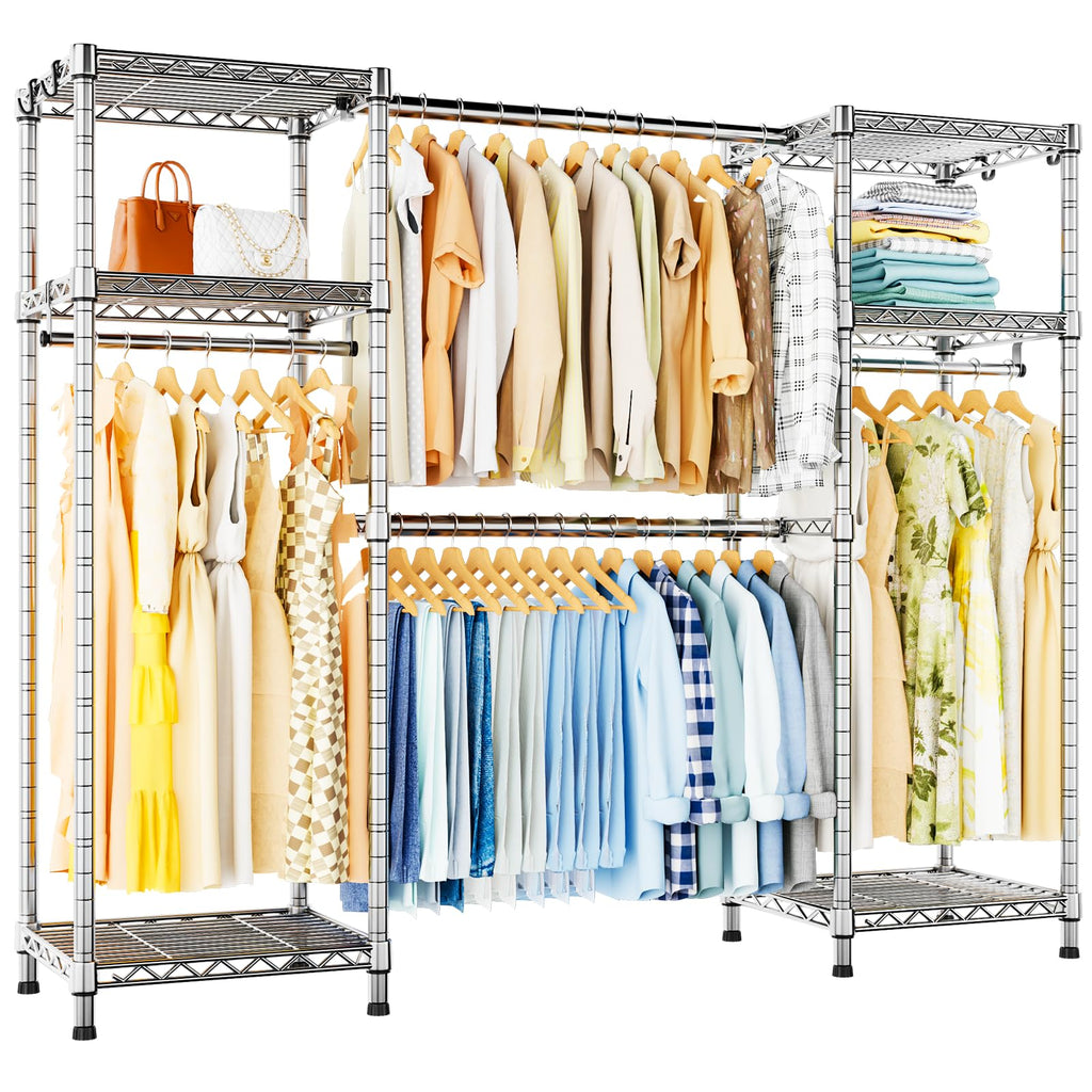 E7 Heavy Duty Closet Garment Rack, Clothes Storage Organizer System