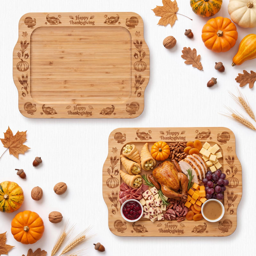 Thanksgiving Large Charcuterie Board Large Bamboo Serving Tray