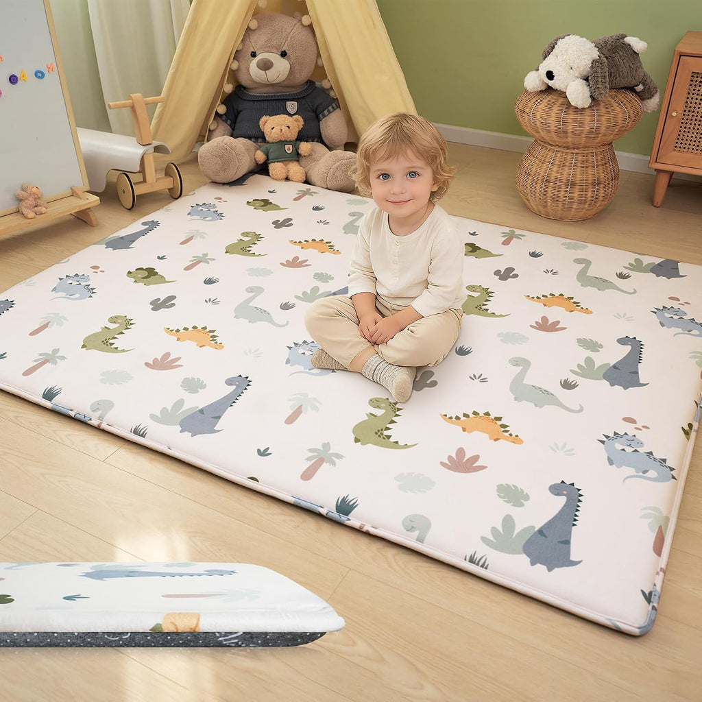 1.5'' Thick Play Mat, 71x59 Memory Foam Play Mat for Baby, Dinosaur