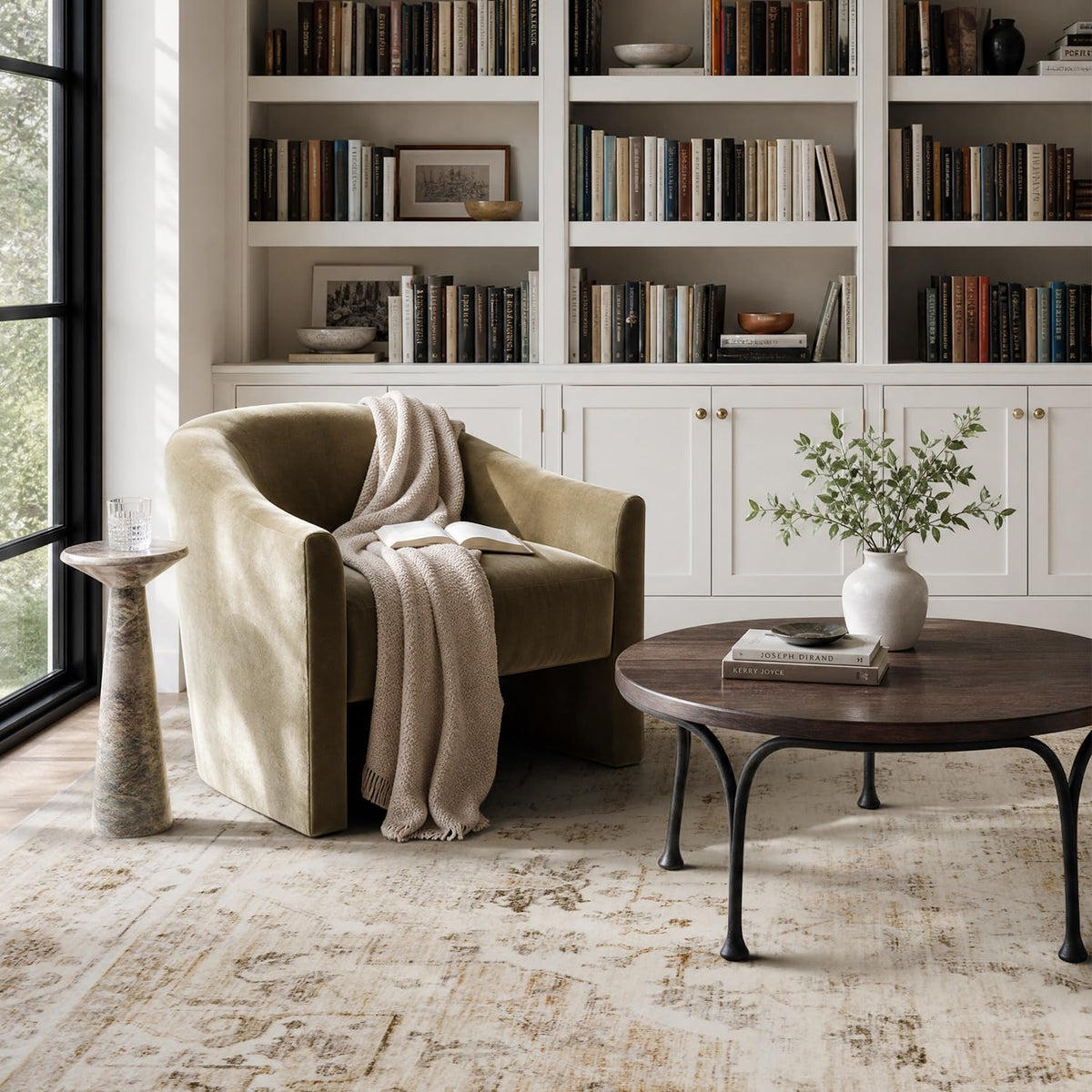 Area Rug-Soft Washable Vintage Throw Accent Rugs, Laundry Room, Kitchen, Bathroom, Bedside, No Slip Beige