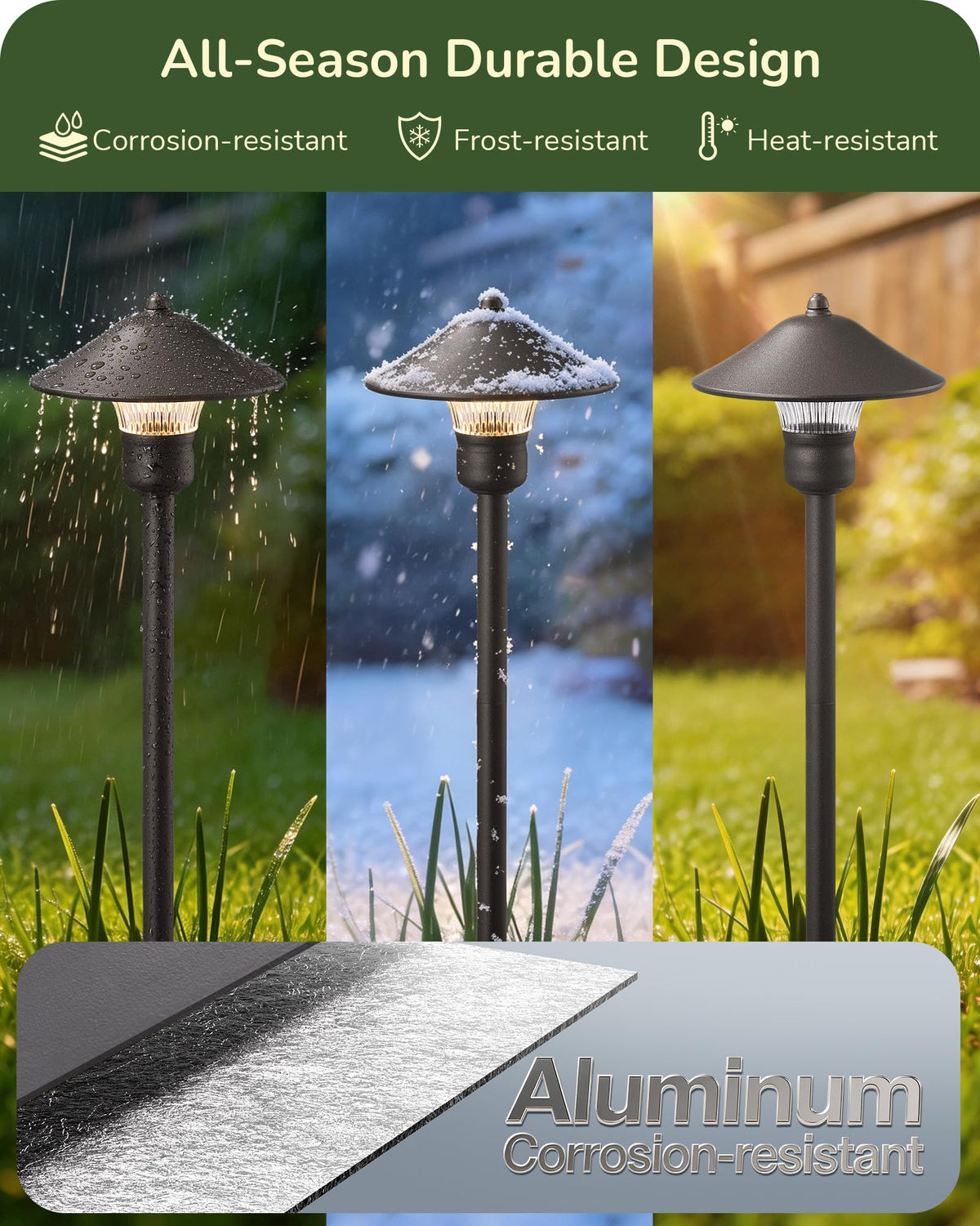 Low Voltage Landscape Lighting, Wired LED Pathway Lights 4 Pack