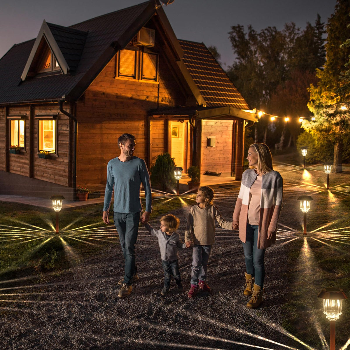 Solar Lights Outdoor Waterproof, 4 Pack Solar Pathway Garden Lights