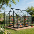 Greenhouses for Outdoors, 8x6 FT Heavy Duty Polycarbonate Greenhouse Panels, Outside Mini Garden House Kit for