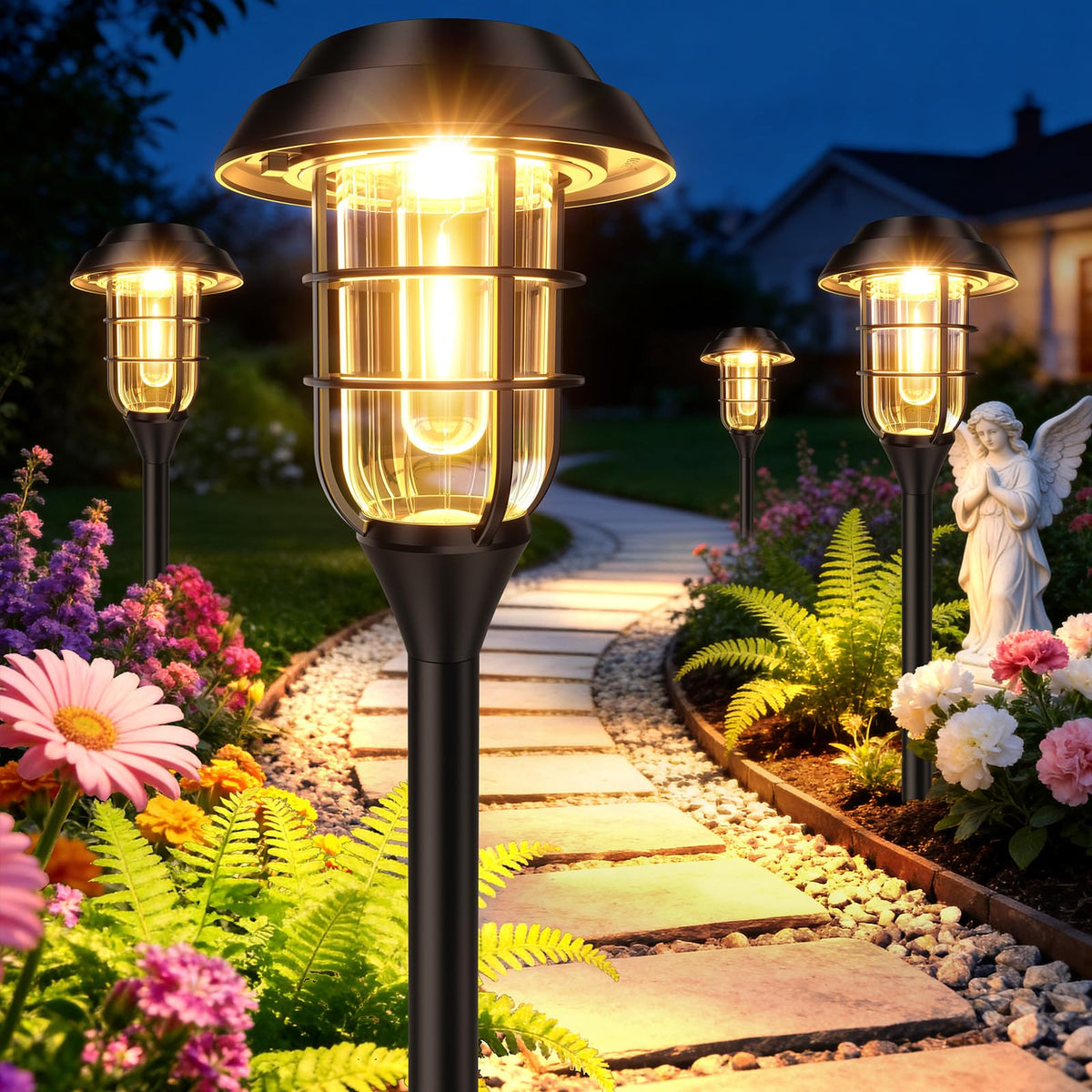 Solar Pathway Lights Outdoor, 8 Pack Bright Solar Lights Outdoor, IP65 Waterproof Auto On/Off Garden Lights Solar