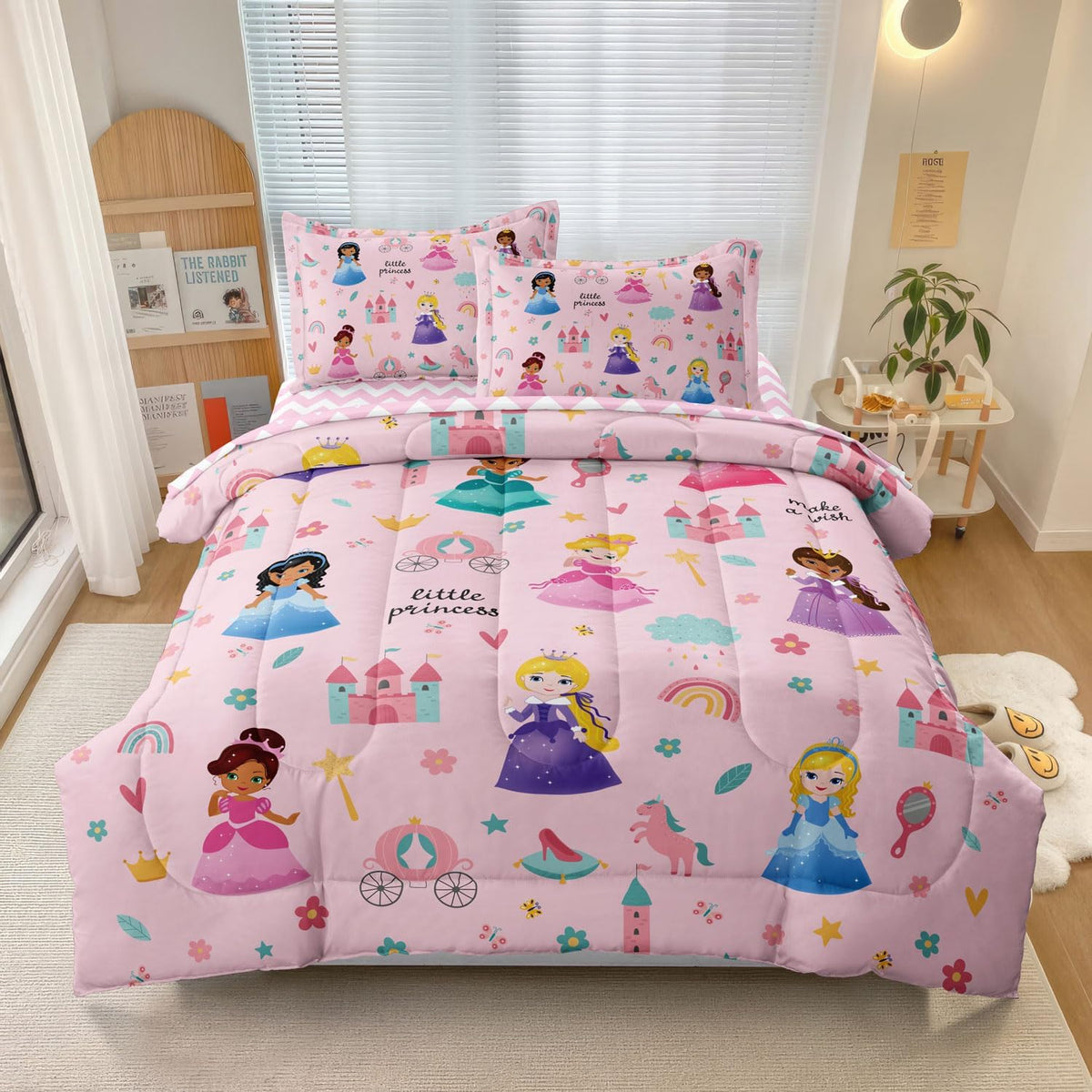 Kids Girls Princess Comforter Set, Pink