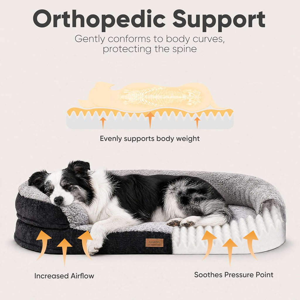 Large Dog Bed, Thickened Orthopedic Sofa Bed, Waterproof & Washable