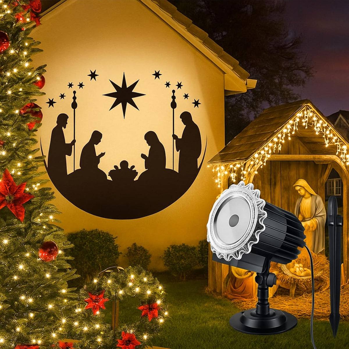 Christmas Nativity Projector Light Outdoor Rotating LED Flood Light