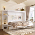 Full Size Horizontal Cabinet Murphy Bed with Side Cabinets, White