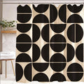 Black and White Geometric Linen Fabric Sets, Mid-Century Modern Abstract Art Bath Curtain Boho, 72 x 72 Inches