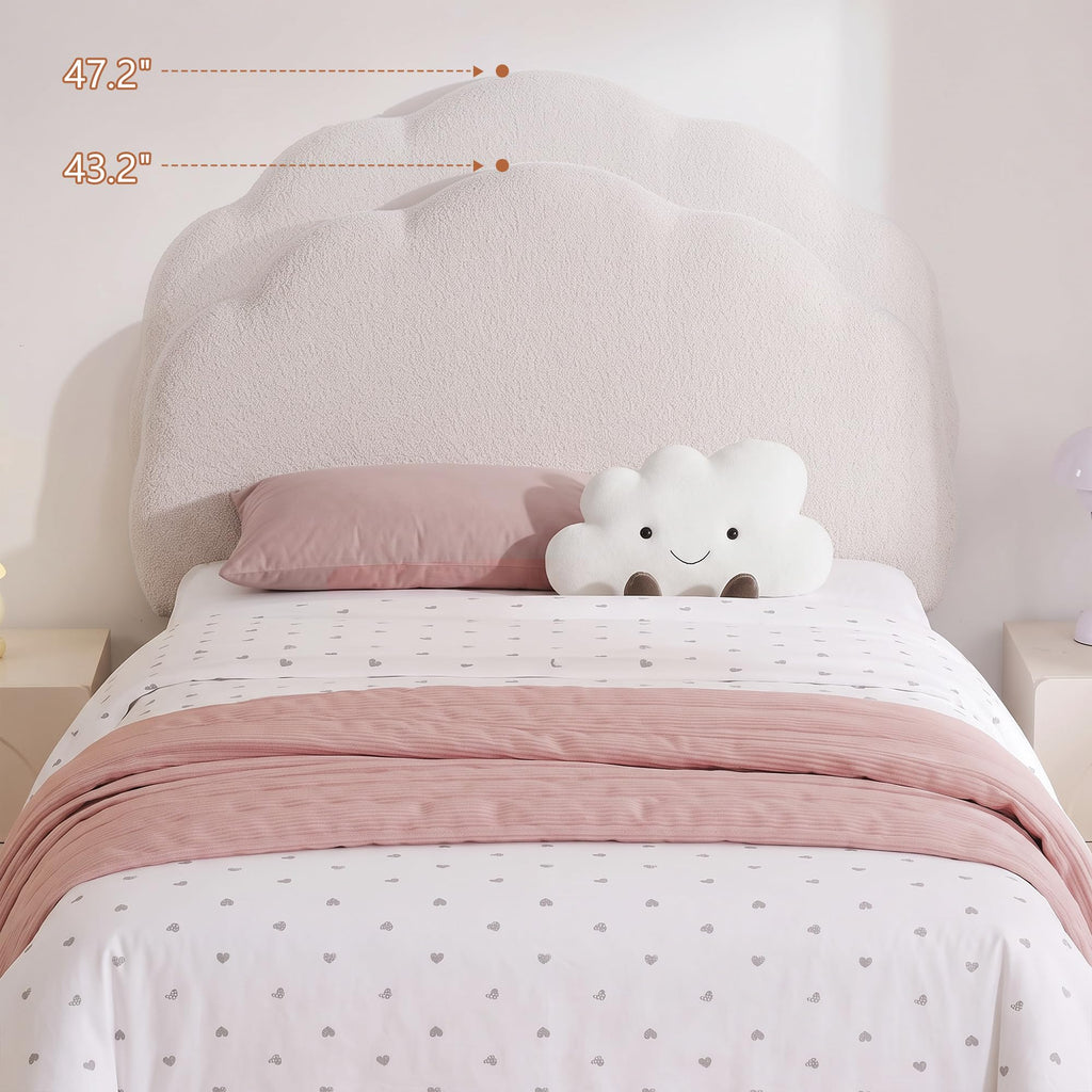 Twin Size Bed Frame Set of 2, Upholstered Platform Bedframe with Height Adjustable Plush Fabric Headboard, Strong