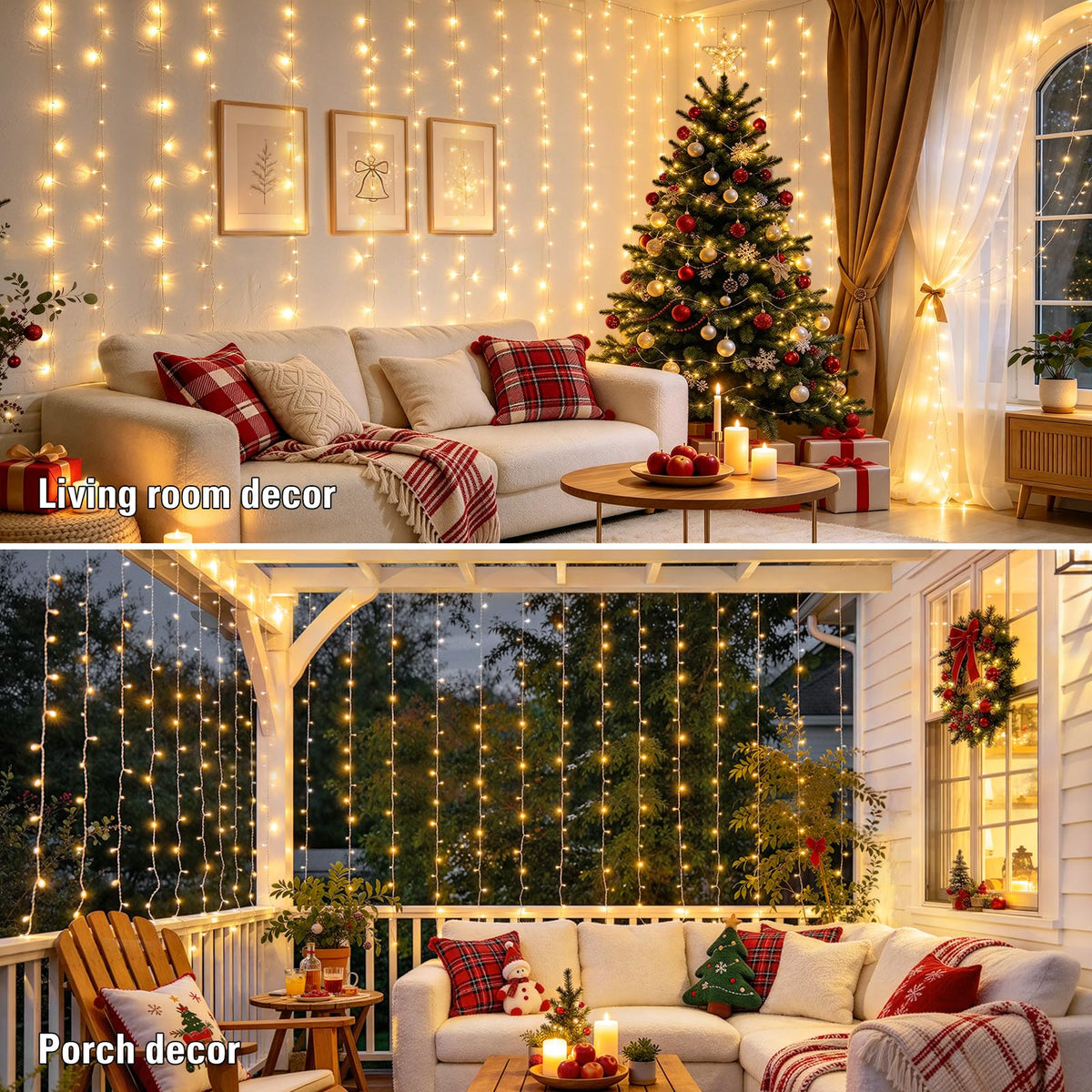 300 LED Remote Control Curtain Lights, Plug in Fairy Curtain Lights Outdoor, Window Wall Hanging String Lights Indoor