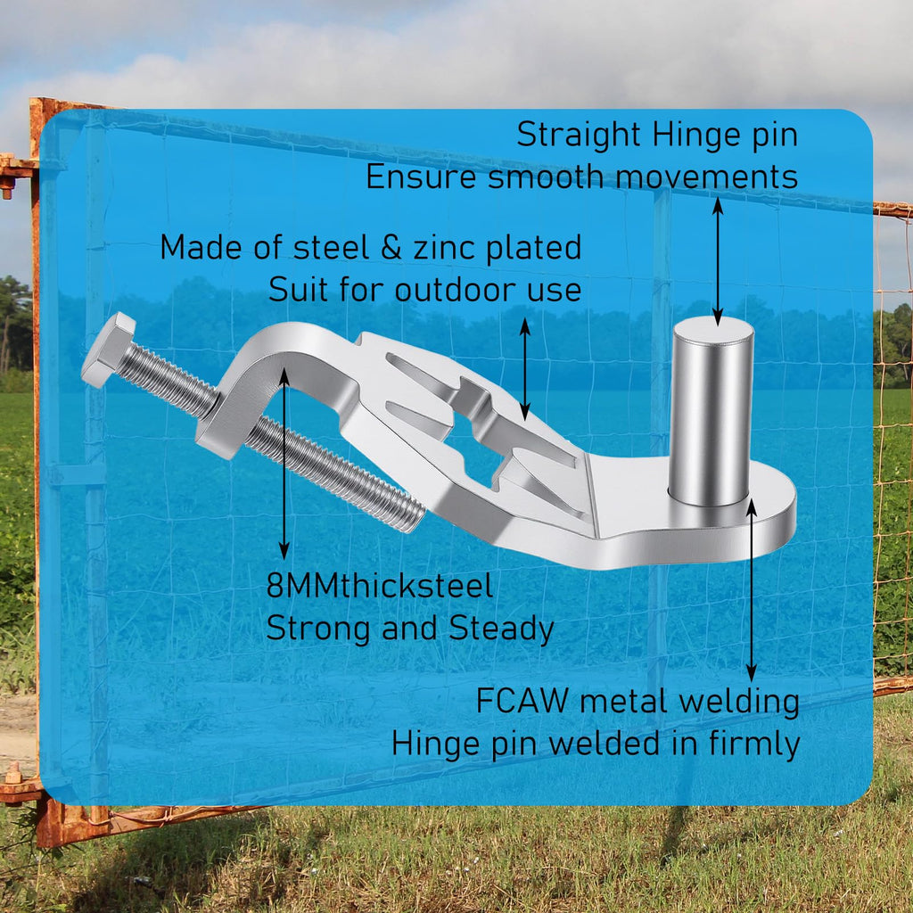 T-Post Gate Hinge Pins, Heavy Duty Gate Hanger, 5/8 Inch, 2 Pack, for Farm Garden and Backyard Gates, Easy to Install