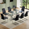 Glass Dining Table Set for 8, 71" Modern Dining Table Set for 8