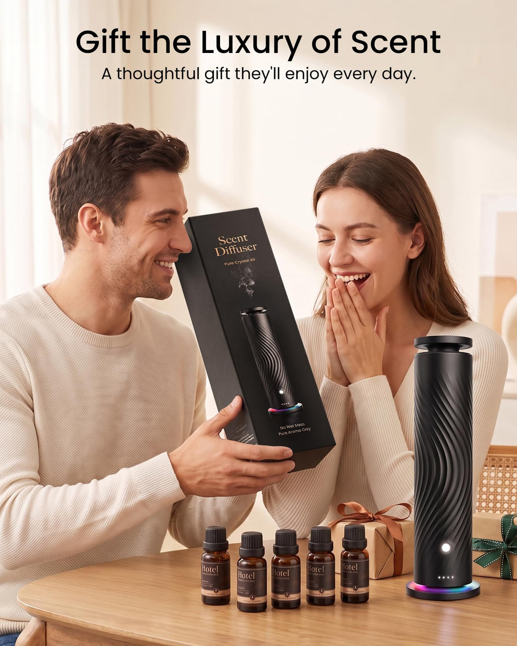 Waterless Essential Oil Diffuser, Starter Kit with 5 Oils