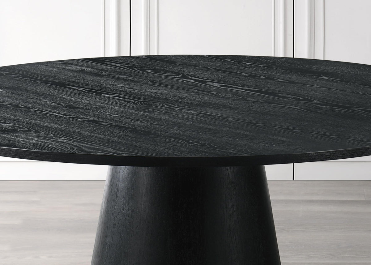 Terra 59" Transitional Round Dining Table with Pedestal Base, Black