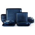 18-Piece Square Stoneware Dinnerware Sets for 6, Reactive Blue Glaze
