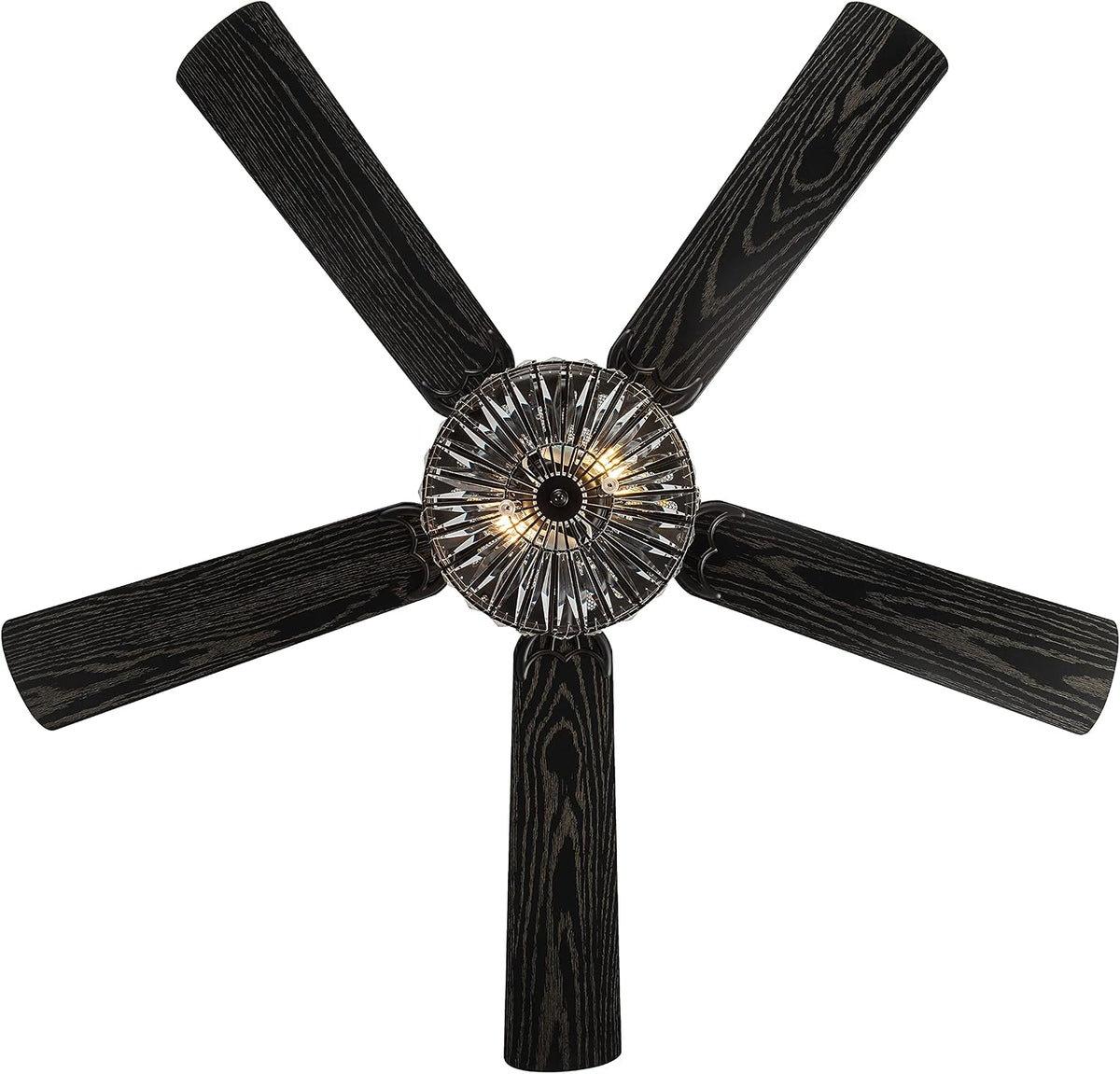 52" Glam Double-Lit LED Ceiling Fan with Clear K-9 Crystal Caged Lights - Reversible Blades (Mahogany/Antique Black)