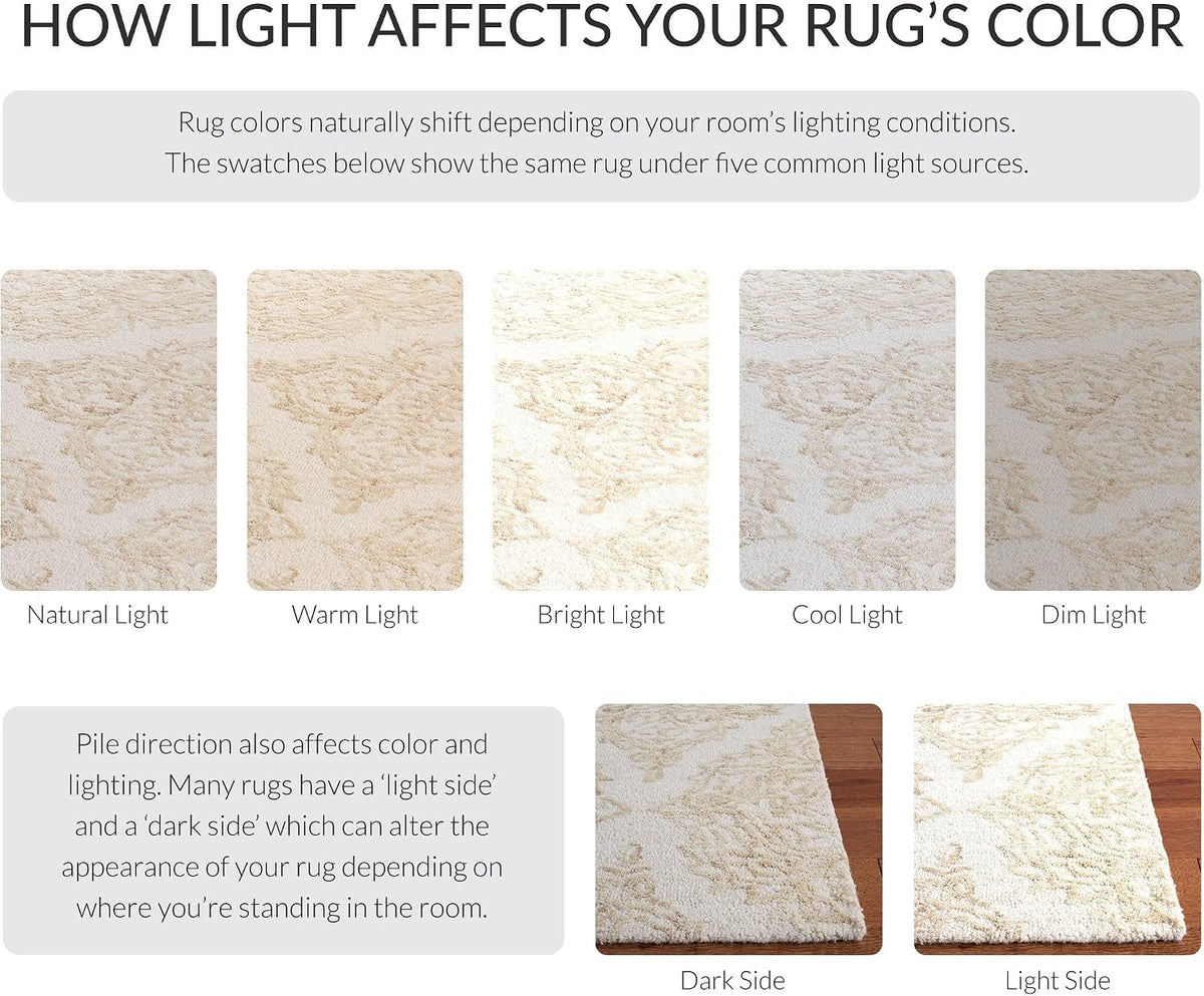 Abstract Collection X-Large Area Rug, Ivory & Beige, Handmade Wool, Ideal for High Traffic Areas in