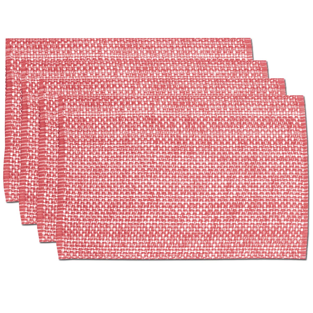 100% Cotton Placemats Rectangle Two Tone Woven Fabric 13" x 19" Soft Durable Table Mat Set, Set of 4, Pink
