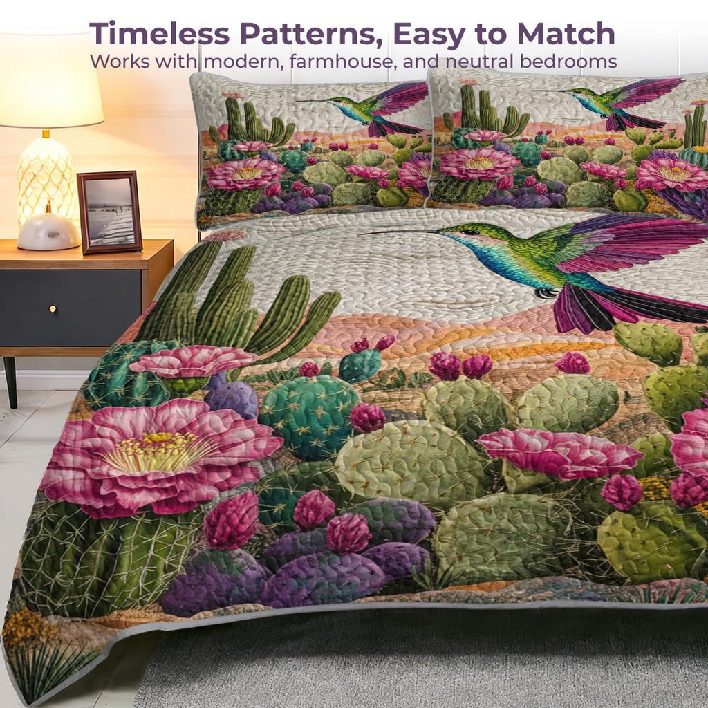 Cactus Hummingbird Quilt Set