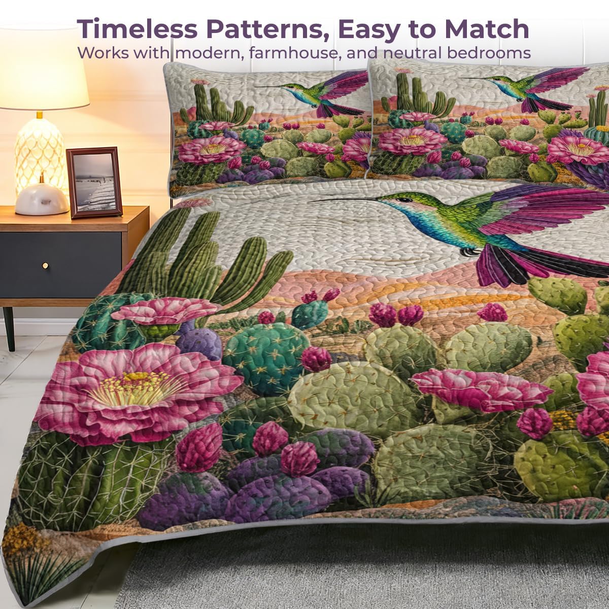 Cactus Hummingbird Quilt Set