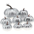 8 Pcs Fake Silver Leather Pumpkins Artificial Pumpkin Decoration