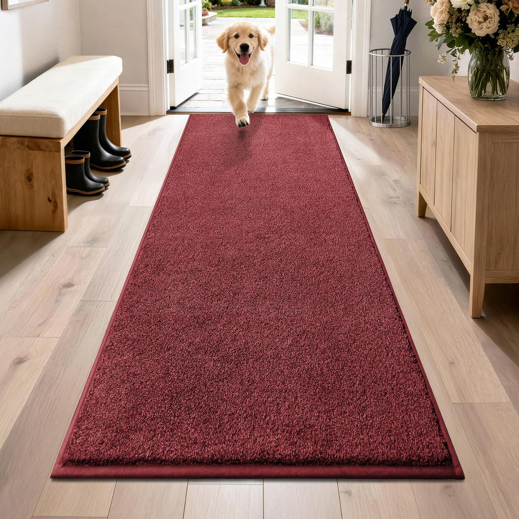 Hallway Runner Rug, 31.5" x 70", Burgundy Red
