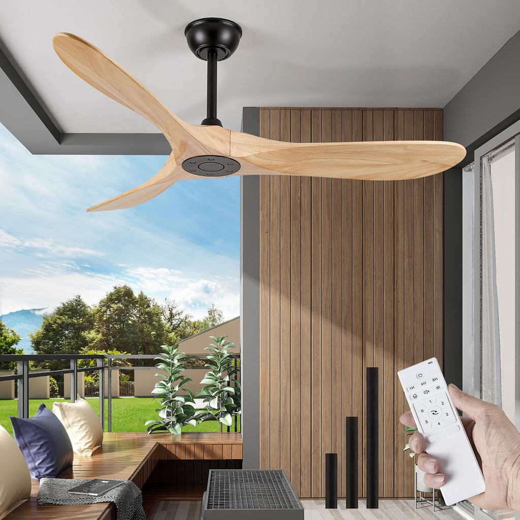 52" Matte Black Ceiling Fan with Remote, No Light