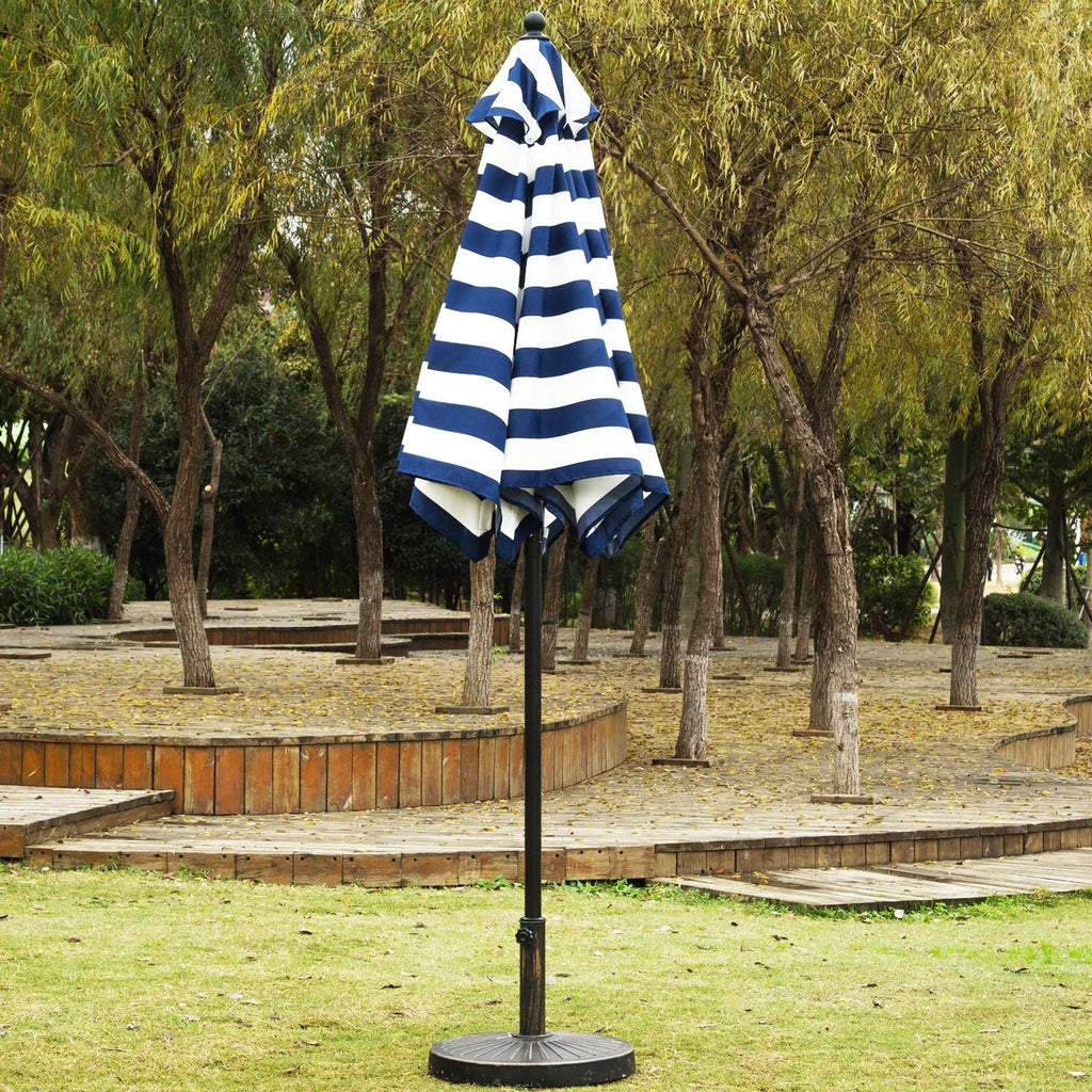 9' Patio Umbrella Outdoor Table Umbrella 8 Ribs Blue and White
