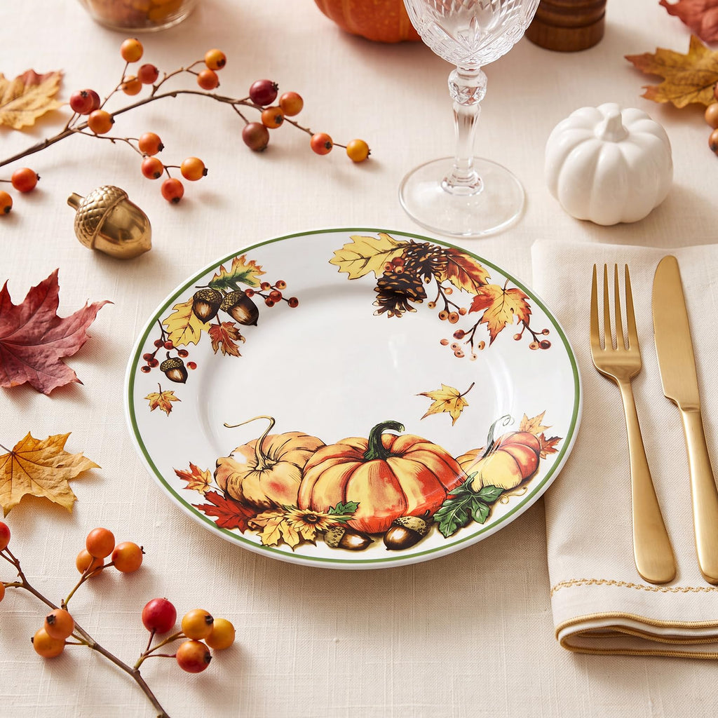6 Pcs 7 Inch Fall Plates Pumpkin Ceramic Thanksgiving Salad Plates