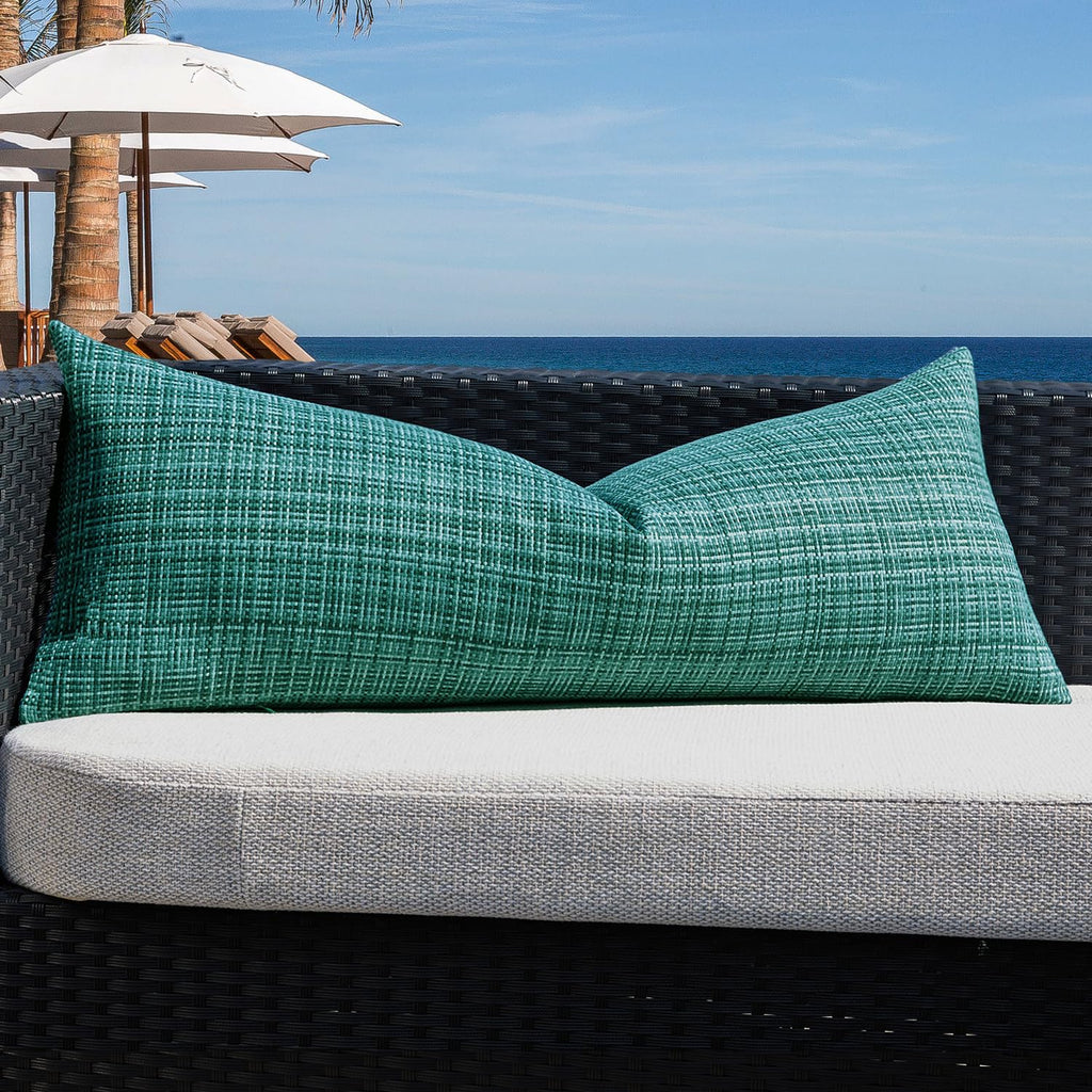 Outdoor Waterproof 14"x36" Lumbar Pillow Cover 1 Pack, Teal