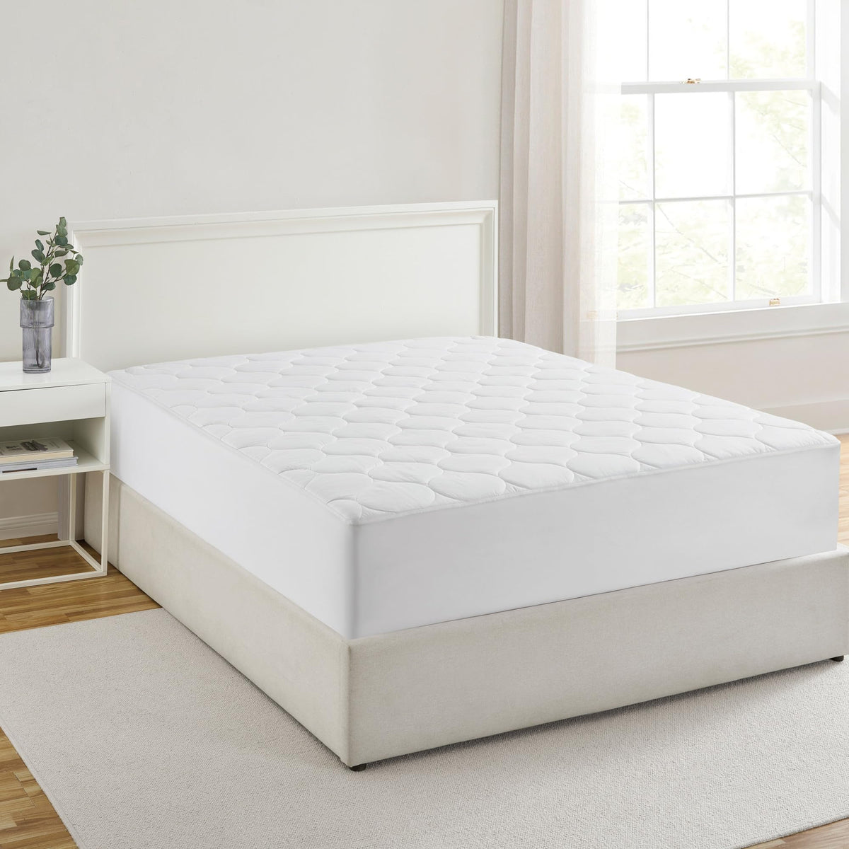 Cotton Heated Mattress Pad - King Size - 10 Heat Settings, Auto Shut-Off, Machine Washable, Soft Quilted Cover - White