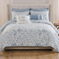 Patchwork Toile Collection Coverlet Set, 3-Piece, Blue