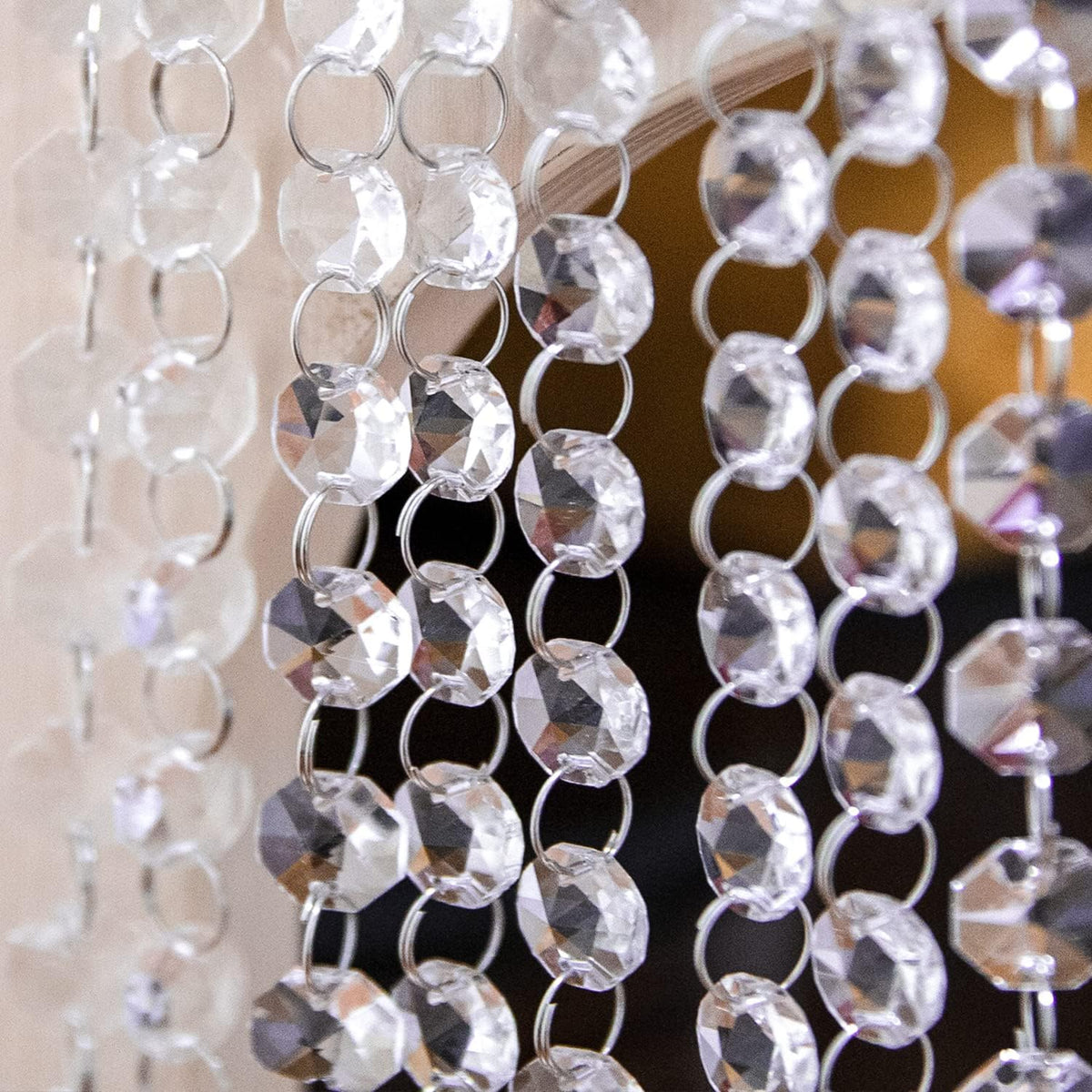 52 Feet K9 Crystal Garland Strands, 14mm Crystal Chandelier String Beads Chain Clear Octagon Prism Diamond String for